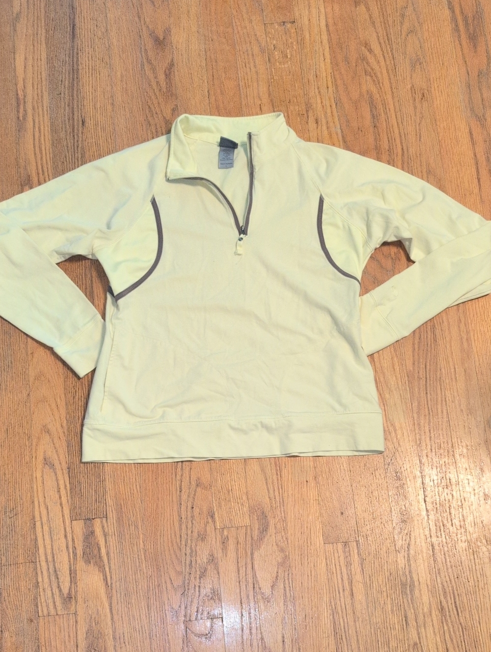 Champion Pale Yellow Half-Zip Pullover with Contrast Trim